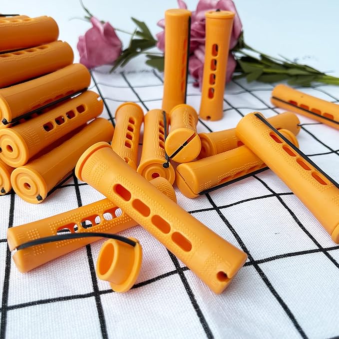 Perm Rods Large Hair Rollers for Natural Long Short Hair Styling Tool Hair Curlers Dark Orange Color