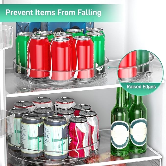 2 Pack Lazy Susan Organizer, 9.5 Inch, 10.7 Inch Lazy Susan Turntable for Cabinet, Turntable Organizer for Pantry Organizers and Storage, Non-Skid Fridge Organizer