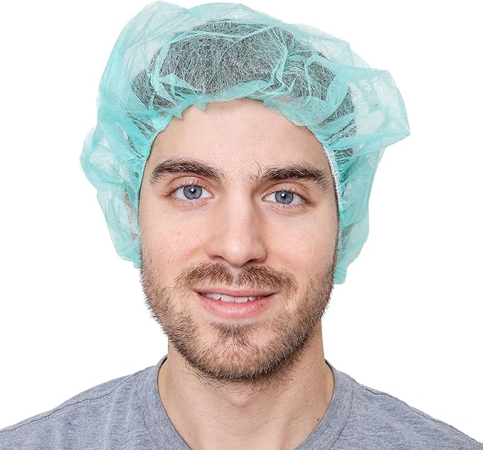 Unisex Polypropylene Bouffant Caps [100 | 1000 | BLACK | WHITE | BLUE | RED |ORANGE | GREEN | 21" | 24" | 28"]