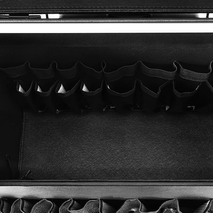 Bepritm Rolling Makeup Case, Large Retro Train Case Hairdressing Trolley with Universal Casters & Combination Lock, Travel Hair Tool Organizer for Barber, Beauty Stores, Nail Salons (Black)