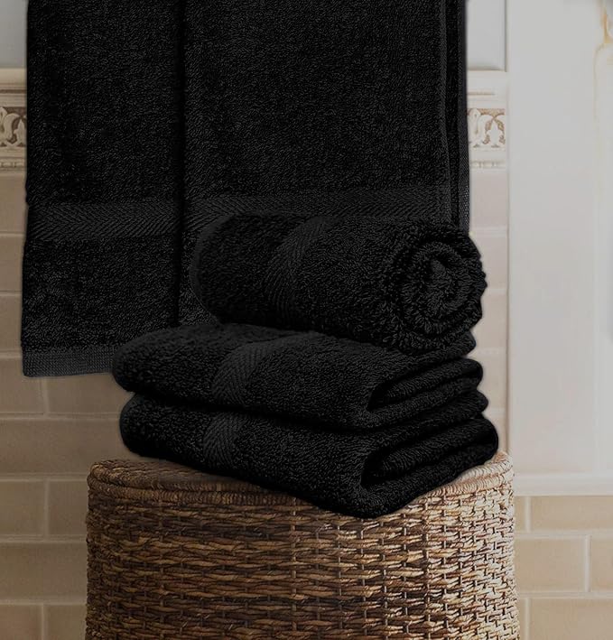 Spa Towels for Facials - Salon Towels Hand Towels Bulk Facial Towels for Estheticians Soft Toallas para Salon De Belleza 16 x 27 Inches Pack of 12 (Black)