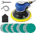 Air Random Orbital Sander Self-Vacuum with Hose and Dust bag by UPWOOD, Pneumatic Palm Sander Orbital Sander With 10 pcs Sandpapers for Auto Body Work, Woodworking (6 Inch-Vacuum Type)