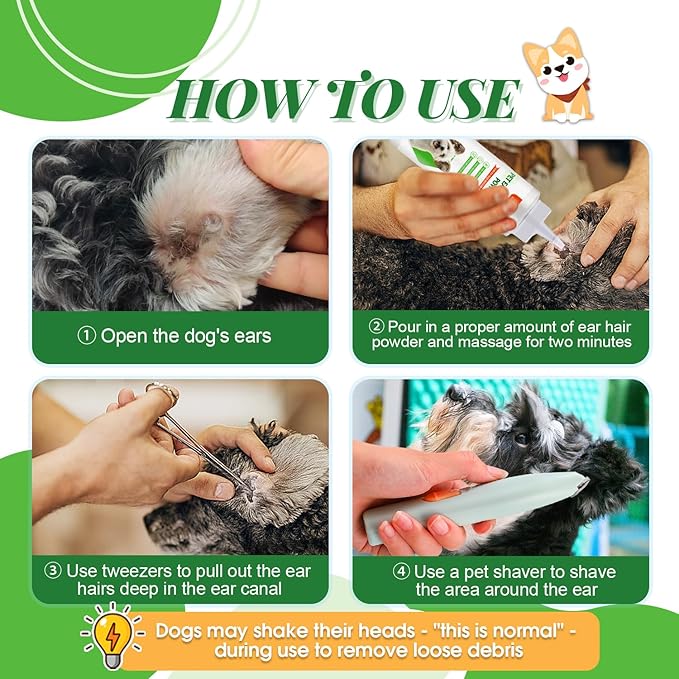 Pawsitive Vibes Dog Ear Powder 30g – Gentle & Safe Ear Hair Removal and Cleaning Powder for Dogs – Keeps Ears Dry, Fresh & Odor-Free – Easy Grooming Solution for Home Pet Care, Suitable for All Breeds