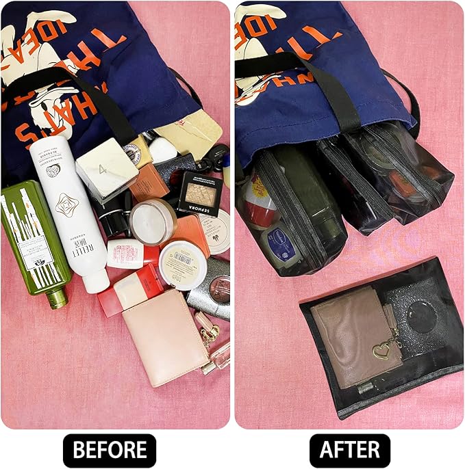 pouch,Mesh Cosmetic Bag Portable Makeup Pouch Travel Toiletry Bag for Makeup Organizer Home Office Travel Accessories,6 Pieces Mesh Makeu