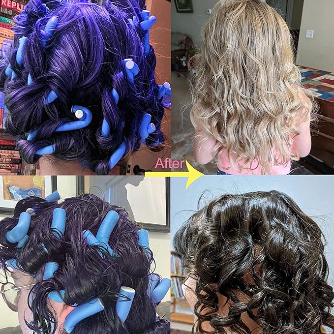 36 Flexi Rods Hair Rollers, Flexible Foam Curling Rods for Long & Short Hair Twist - No Heat Bendy Rollers with 2 Steel Pintail Combs