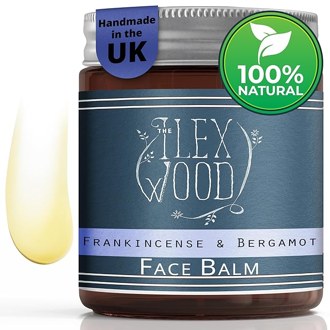 The Ilex Wood - Frankincense and Bergamot Face Balm - 100% Natural, Vegan, Moisturising, Anti Ageing, Wrinkle and Line Reducing Ingredients, Cruelty Free - 60ml (2.03 fl oz)