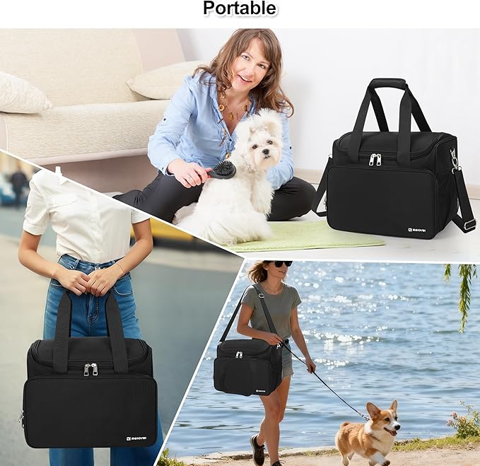 Dog Grooming Vacuum Bag, Pet Grooming Bag Extra Large Dog Grooming Storage Bag with Compartments Professional Travel Animal Groomer's Tool kit Bags for Supplies - for Dogs, Cat & Pet Groomers( Black)