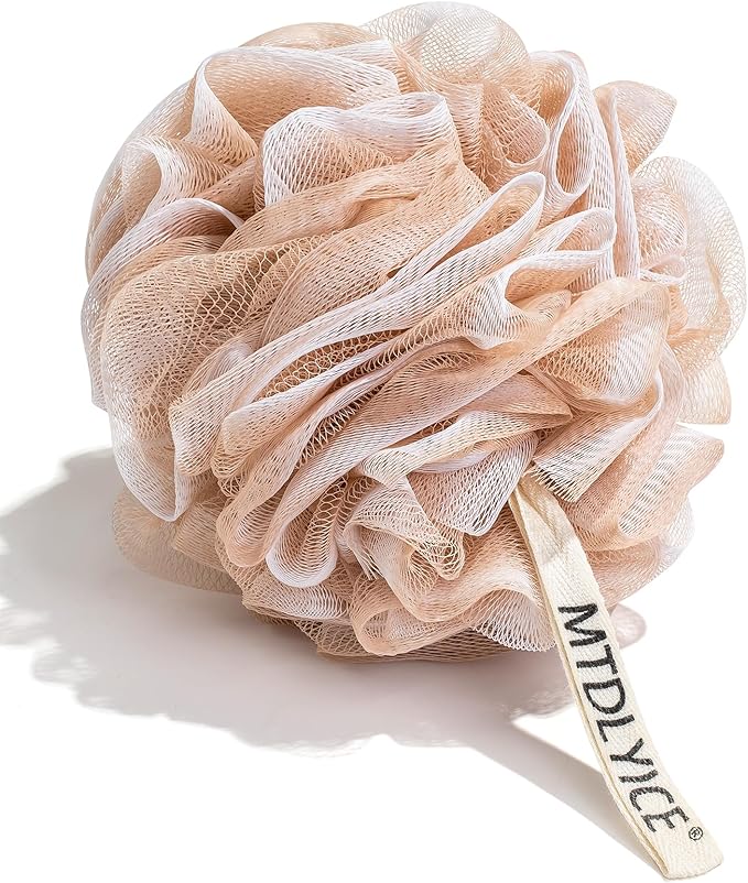 Loofah Sponge, XL Large Loofah 75g 4 Pack, Bath Sponge Soft Mesh Shower, Body Scrubber, Loofah for Men, Bath Accessories Body wash Foaming (Beige)