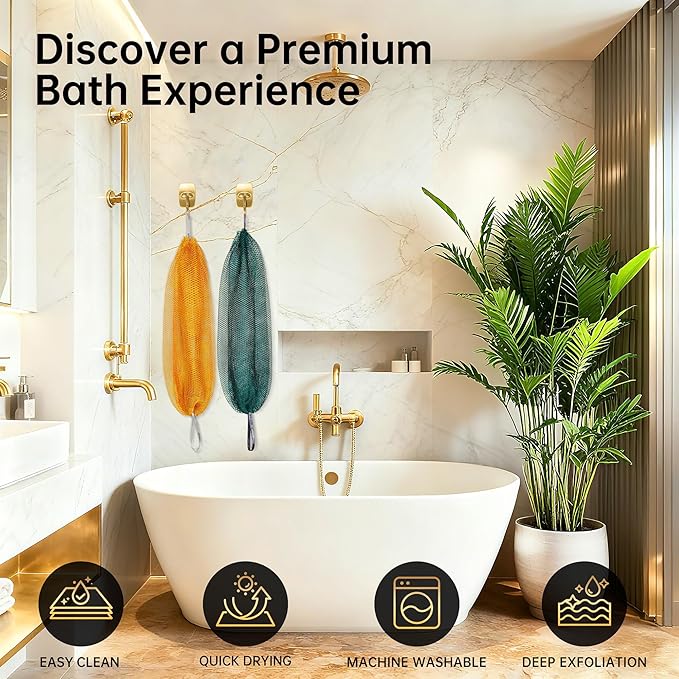 ARCH&M African Exfoliating Net Sponge - Authentic African Net Sponge with Knots for Daily Use Afroscrub Exfoliating Wash Cloths for Body Scrubber Back Scrub Exfoliator for Shower Bath Accessories