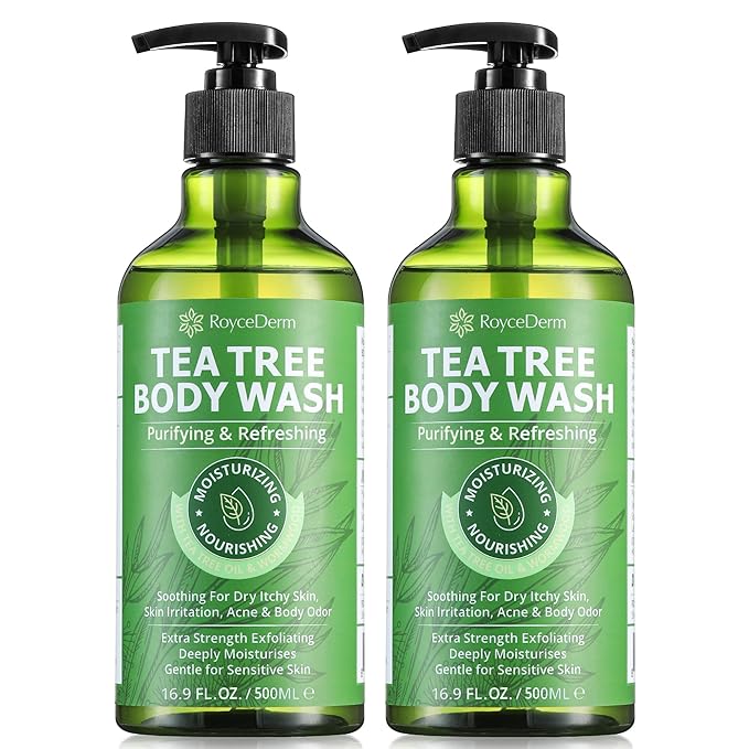 Roycederm Antifungal Body Wash & Soap with Tea Tree Oil - 2 Pack Tinea Versicolor Body Wash for Back Acne, Folliculitis, For Jock Itch, Athletes Foot, Body Odor, Ringworm - 2 Pack