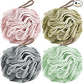 Fu Store Loofah Sponge Shower Loofahs 50g Bath Sponges Mesh Balls 4 Colors for Body Scrubber Exfoliator Wash Back Scrubbers Bathroom Men Women - 4 Pack Cleaning Bathing Accessories