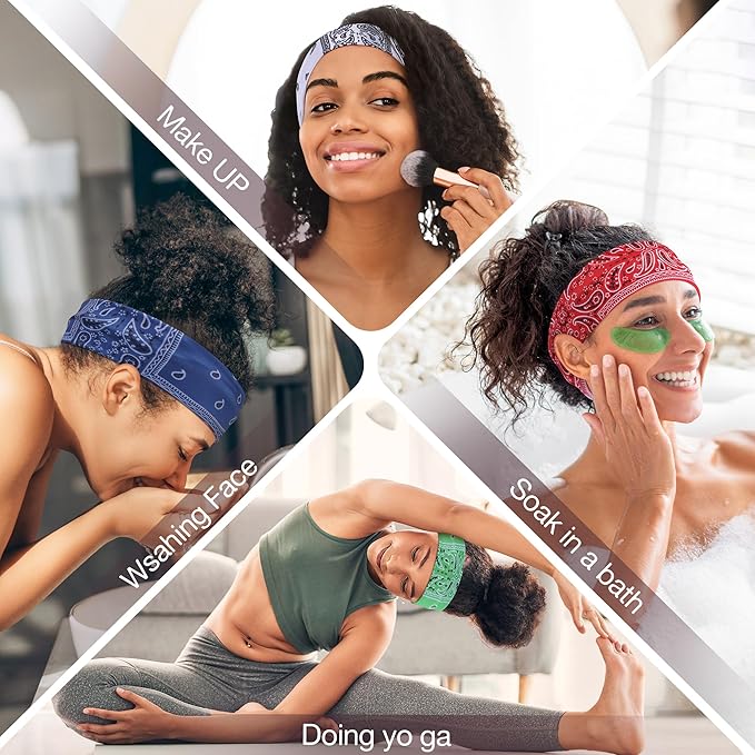 8 Pack Headbands for Women Non Slip - Stylish Sports Hair Bands for Women's Hair - Soft Cotton Cloth Stretchy Headbands for Women for Yoga, Outdoor Exercise Running