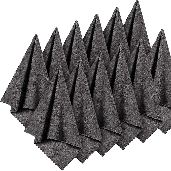 Syhood 12 Pieces Face Wash Cloth 12 x 12 in Makeup Remover Cloths Towel Coral Velvet Facial Microfiber Soft Fast Drying Facial Cleansing Towel for Face(Dark Grey)
