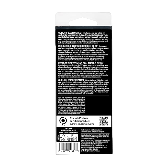 Tweezerman Curl 60 Lash Curler, Eyelash Curler for Round Shaped Eyes