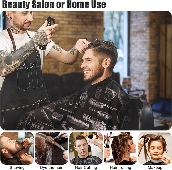 NICEMOVIC 10 in 1 Hair Cutting Barber Cape with Neck Duster Brush Barber Brush Neck Strips Hair Combs Hair Clips, Professional Barber Accessories Cleaning Supplies for Salon Haircut Styling