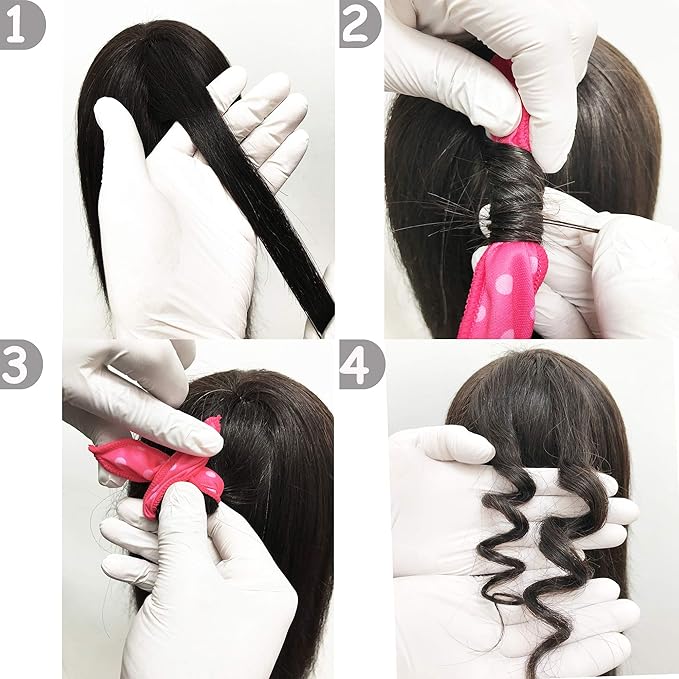 Aimin Hair Heatless Curlers, Soft Hair Curlers To Sleep In, Overnight Heatless Curls For Long Hair, No Heat Foam Curlers, Satin Sponge Rollers For Hair (30 pcs, light colour) …