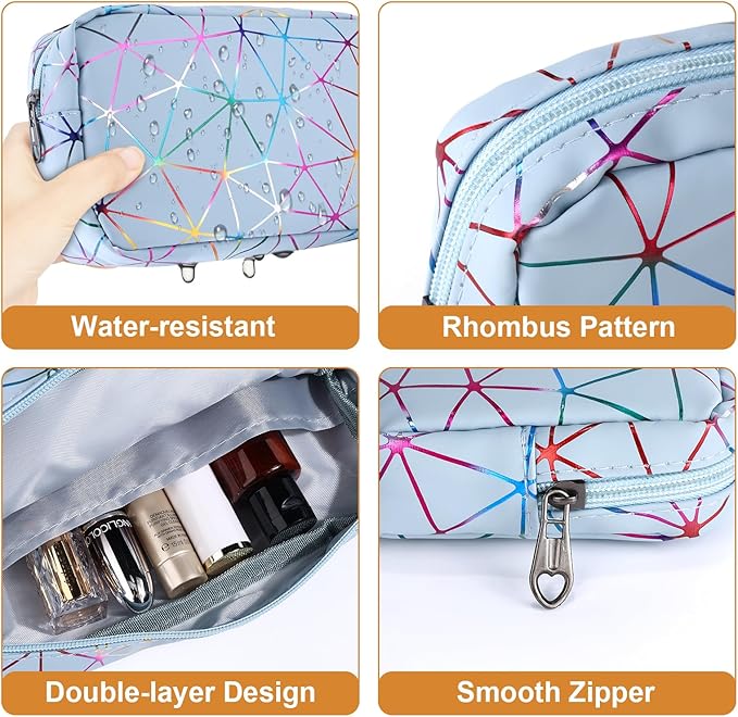 Period Bag for Girls Womens, Leather Sanitary Napkin Storage Bag, Portable Menstrual Pad Bag Period Pads Pouch, Small Make Up Bags(Colorful Blue)