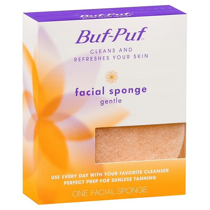 Buf-Puf Gentle Facial Sponge, Dermatologist Developed, Removes Deep Down Dirt & Makeup That Causes Breakouts and Blackheads, Reusable, Exfoliating, 2 Count
