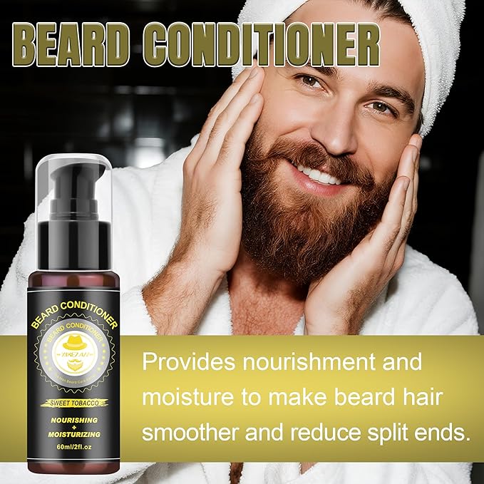 XIKEZAN Gifts for Men, Beard Kit for Mens Care & Grooming with Sweet Tobacco Beard Oils,Wash,Conditioner,Balm,Brush,Comb,Scissors,Cool Birthday Valentines Fathers Christmas Gifts for Men Him Husband