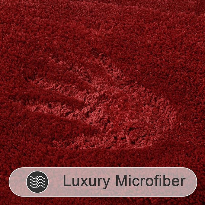SHACOS Red Christmas Bathroom Rugs Sets 3 Piece, 20"x32" + 20"x47" Non Slip Bath Mat and 20"x24" Toilet Rugs U Shaped Washable, Soft Fluffy Water Absorbent Bathroom Floor Mat