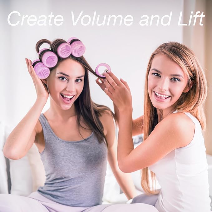 24pc Hair Rollers Collection - Pastel Colored Classic Hair Rollers for Curls & Lift, Self-Grip Velcro Hair Curlers for Women In Assorted Sizes