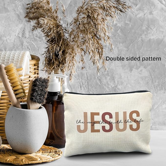 Bible Gift Makeup Bag for Women, Christian Jesus Cosmetic Pouch, Jesus Gifts for Women, Faith Based Gifts Zipper Pouch