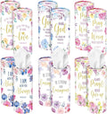 Outus 12 Pcs Floral Christian Car Tissues Cylinder Holder with 3 Ply Facial Tissue Bulk Inspirational Bible Verse Tissue Holder Flower Religious Travel Tissues Boxes Container for Car Cup Home Office