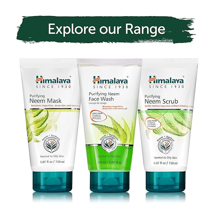 Himalaya Purifying Neem Scrub with Neem and Apricot, For Normal to Oily Skin, Free from Parabens, SLS, and Phthalates, Dermatologically Tested, 150 ml (5.07 oz)