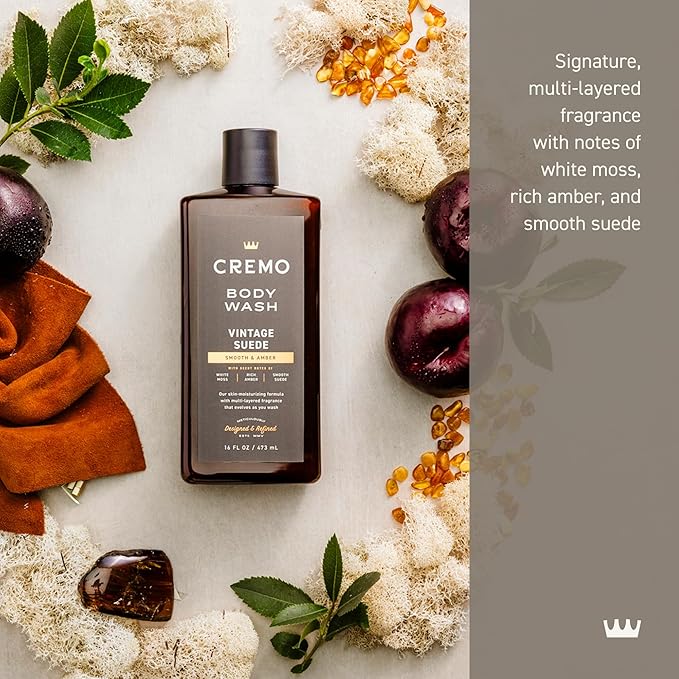 Cremo Body Wash for Men, Rich-Lathering Vintage Suede, 16 Fl Oz