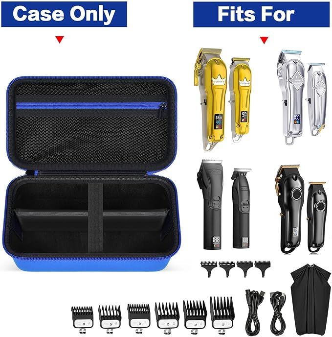Case Compatible with Novah for Ufree for KIKIDO for GLAKER for FADEKING for GSKY for Romanda Professional Hair Clippers, Beard Trimmer Grooming Storage Holder for Hair Trimmers Set (Box Only)-Blue