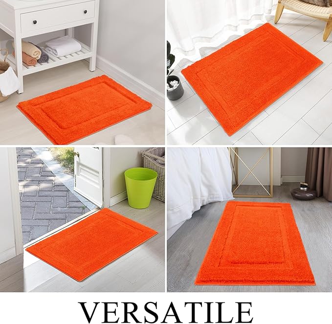 SHACOS Orange Fall Bathroom Rugs Sets 2 Piece 20x32 + 16x24 inch, Non Slip Bath Mat Microfiber Washable Bath Rugs, Soft Fluffy Water Absorbent Carpet for Bathroom Floor Shower Bathtub