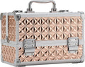 Leeora&Leekoo Makeup Train Case with Lighted Mirror,Portable Makeup Box Organizer (Rose Gold)