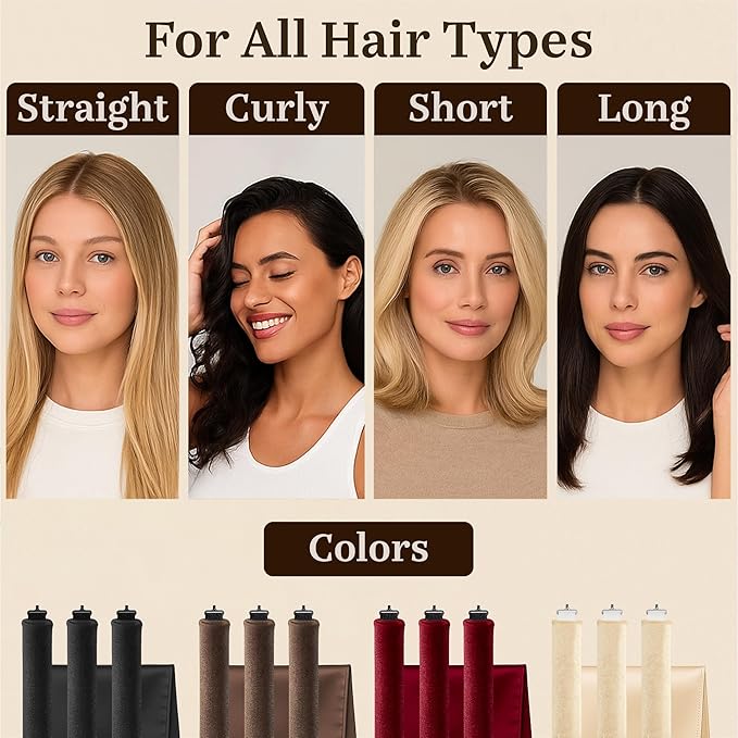 Overnight Blowout Rods | Heatless Curls for Long or Short Hair Rollers Blow Out Curling Rod No Heat Flexi Foam Tubes Silk Satin Velvet Soft Curlers to Sleep In Tools Set by VISOFO (Red, 3 Set)