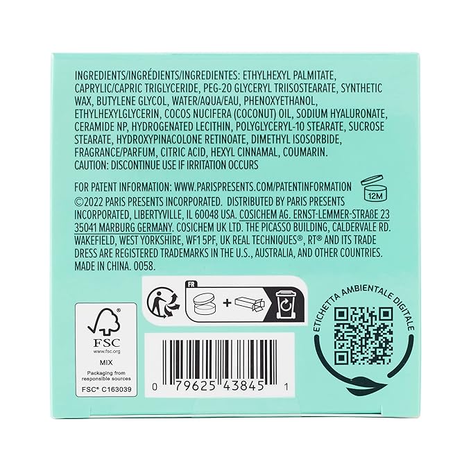 Real Techniques Real Clean Face Erase Makeup Removing Balm, Hydrating Makeup Cleansing Balm, Remove Stubborn Makeup, Hyaluronic Acid Moisturizes & Vitamin A Helps Exfoliate, 2 fl. oz Jar