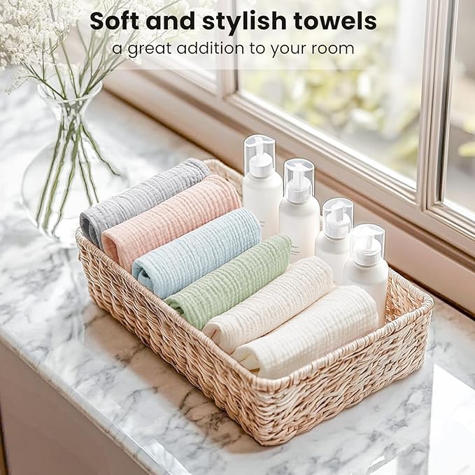 Konssy 6 Pack Face Cloths, Soft Wash Cloth for Washing Face, Cotton Face Towels for Sensitive Skin Women Facial Makeup Remover Reusable Absorbent Washcloths （11 x 11 Inch）