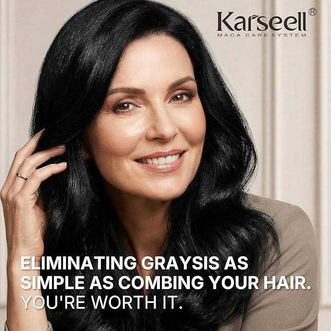 Karseell Hair Dye with Comb Applicator, Maca essence 6-IN-1 Ammonia Free No Mix Hair Color for 100 Percent Gray Coverage Hair Dye, 80ml-Black