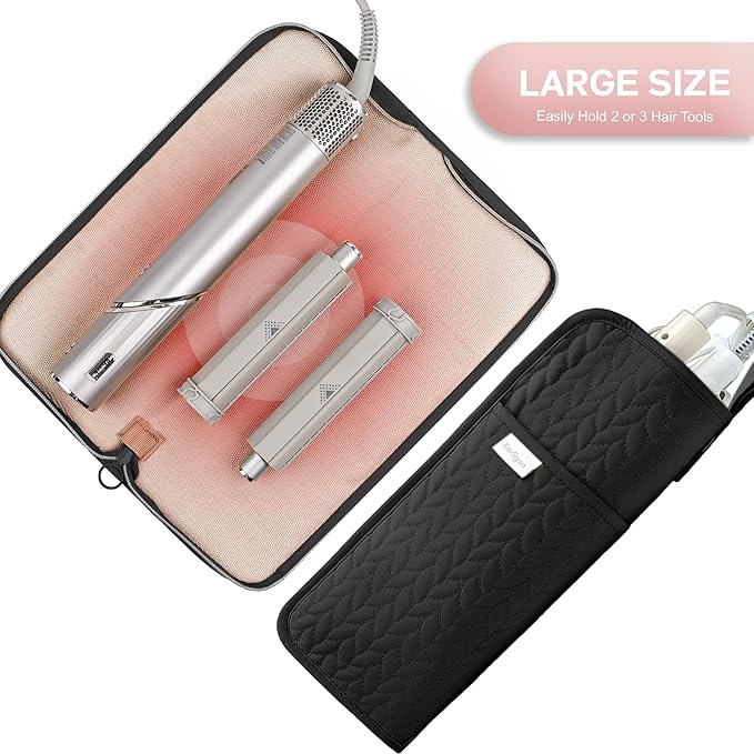 Hot Tools Organizer Heat Resistant Mat Case Hair Tools Holder Travel Bag Portable Hair Styling Tools Cover Pouch for Curling Iron,Flat Iron,Hair Straightener (Black)