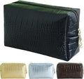 Makeup Bag for Purse, Compact Toiletry Pouch, Crocodile-Embossed Cosmetic Travel Bag, Small Makeup Pouch, Unisex Toiletry Travel Bag