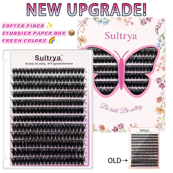 DIY Eyelash Extensions False Eyelashes Lash Clusters Volume Lashes Thick Fluff 9-16mm Individual 240pcs Cluster Voluminous Black D Curly Wispy Fake Mink for Dramatic Look Natural (80D)