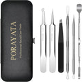 Blackhead Remover Tool Kit, 6 Pcs Pimple Popper Set with Acne Needles, Tweezers, Skin Scraper for Blackhead, Zit, Whitehead Removal on Face and Nose, with Storage Case