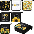 Bencailor 12 Pcs Pot Holders with Pocket Kitchen Hot Potholders Hot Pad Oven Mitts Cookie Bag Oven Gloves for Kitchen Gift Baking Cooking(Yellow,Black and White Sunflower)