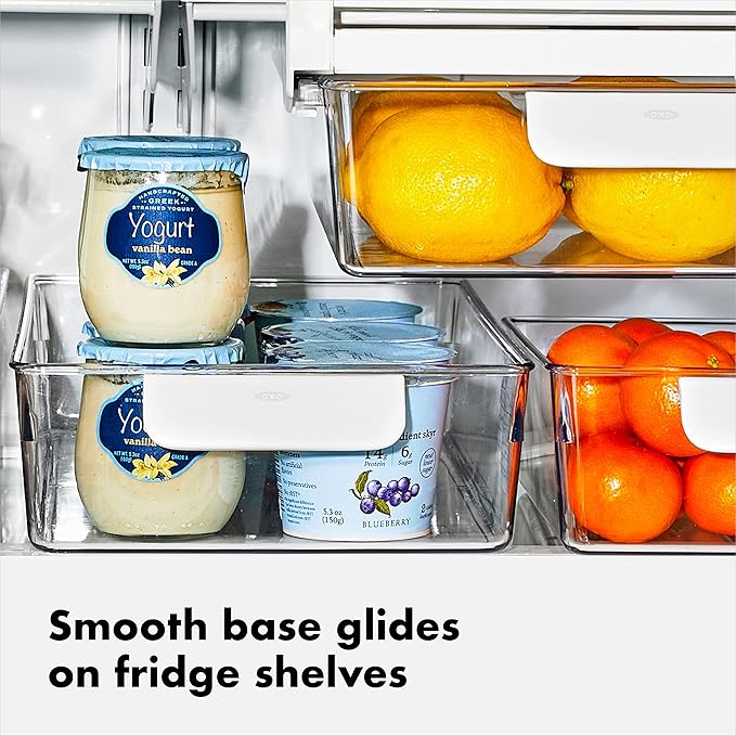OXO Good Grips Fridge Organization Bin 5 in x 14 in - for Yogurt Cups, Small Produce, Berry Bins and More
