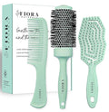 Fiora Naturals Hair Brush Set - Detangler, Round Brush, and Comb for Women - Bio-friendly Brushes for All Hair Types including Natural, Fine & Curly - Ideal for Detangling and Blow Drying