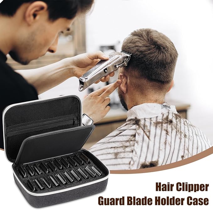 Noverlife Hair Clipper Guard Blades Holder Case, Barber Guard Storage Bag for 20 Metal Blades Hard Storage Travel Case