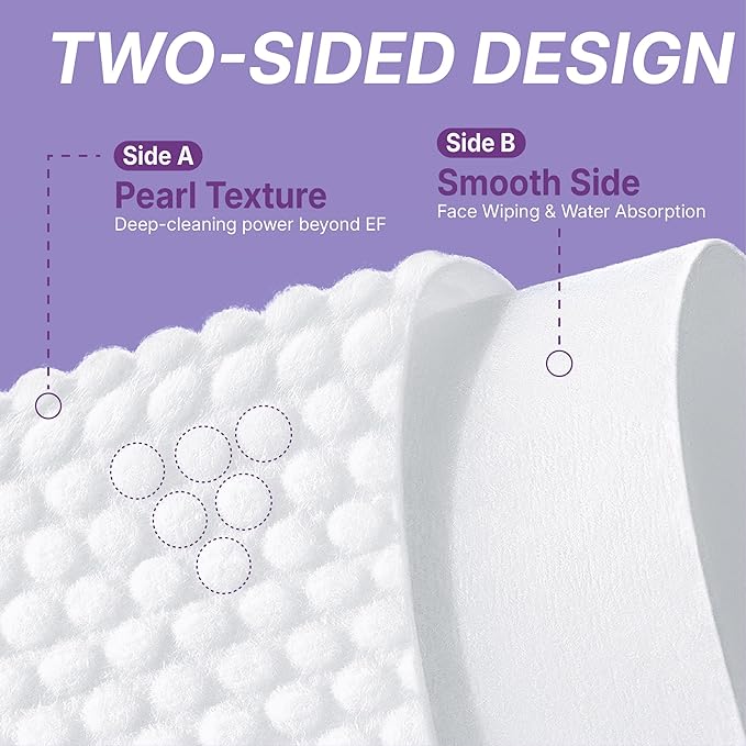 Disposable Face Towels XL 200 Count, Pearl Texture Facial Tissues for Deep Cleansing, Ultra Thick Makeup Remover Dry Wipes, Lint Free Cotton Tissue for Sensitive Skin