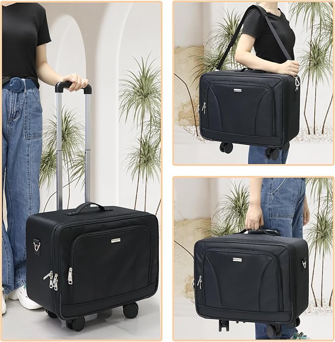 MONSTINA Rolling Makeup Train Case, Cosmetology Case on Wheels Makeup Artist Bag Professional Cosmetics Beauty Hairdresser Bag Hairstylist Cosmetic Bag with 4 Bags Extra Large Makeup Bag with Wheels