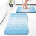 OLANLY Bathroom Rug Set 2 Piece, Soft Absorbent Microfiber Bath Rug Set, Non-Slip, Machine Wash Dry, Plush Shaggy Bath Mats for Bathroom (30"x20"+24"x16", Sky Blue)