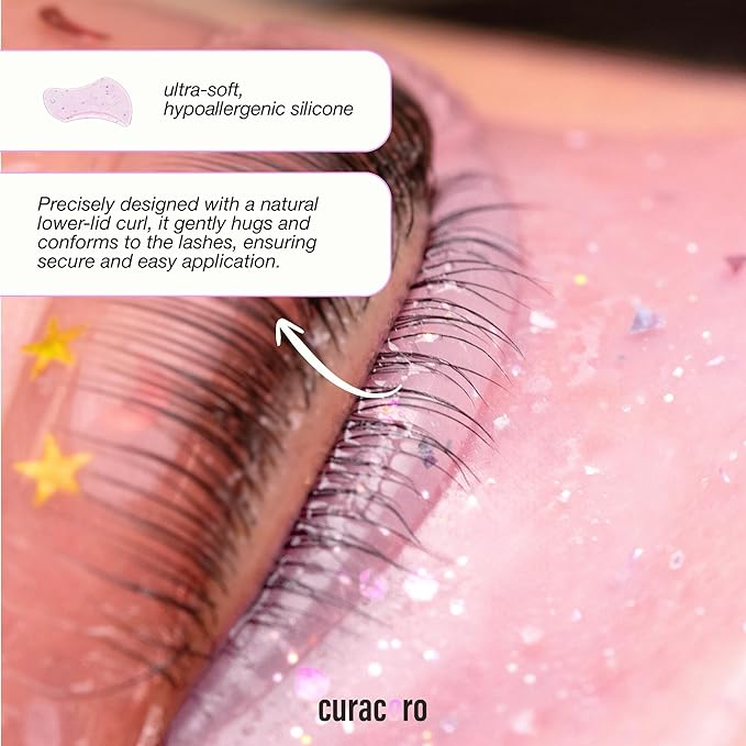 Curacoro Lower Lash Lift Shields, 4 Pcs Lash Lift Pads Self Adhesive, Bottom Eye Rods for Lifting and Curling, Reusable Silicone Tools for Eyelash Perm Lamination