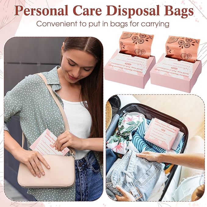 Maitys 300 Pcs Disposable Bags for Sanitary Pads Personal Care Disposal Bags Fragrance Small Discreet Diaper Sacks for Tampons, Pads, Liners, Condoms & More