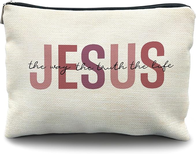 Jesus Cosmetic Bag - Christian Makeup Bag for Women & Girls, Bible Verse Design